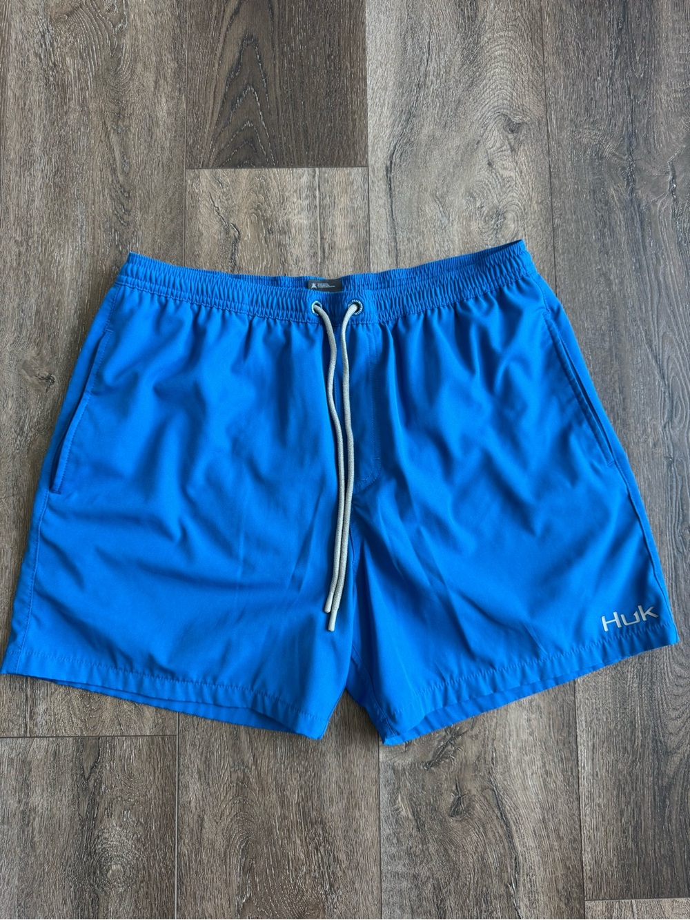Huk Bright Blue Men's Swim Trunks with Drawstring Size Medium